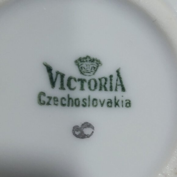 Vintage Victoria Czechoslovakia Porcelain Cruet Set Salt Pepper And Mustard - Picture 7 of 12